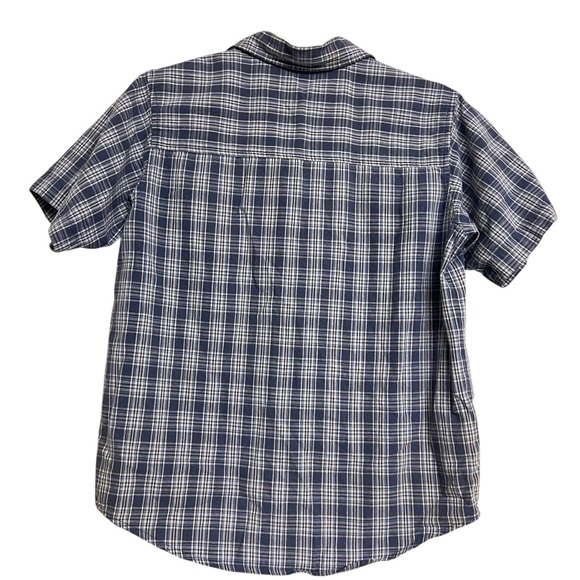 Vintage‎ Anchor Blue Boys Navy Checkered Button Down Dad Shirt - Picture 4 of 5